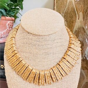 Ciner Vintage Gold Textured Collar Necklace with Fan Design
Price is FIRM